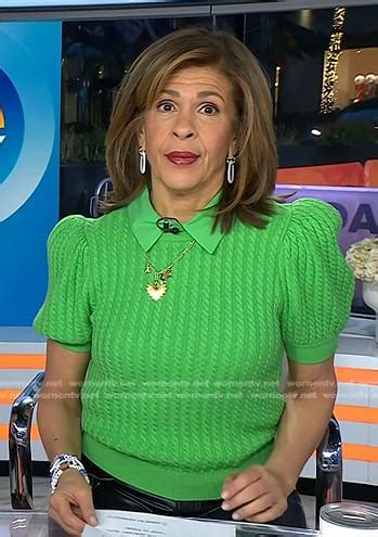 WornOnTV Hodas Green Cable Knit Puff Sleeve Sweater On Today Hoda