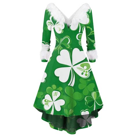 Dndkilg Girls St Patricks Day Dress Shamrock Clover Green Vintage Faux