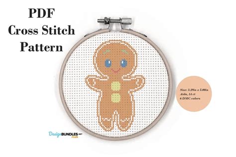 Gingerbread Man Cross Stitch Pattern PDF File