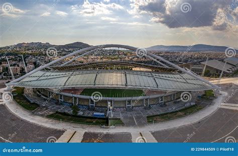 Iconic Aerial View Over The Olympic Stadium Oaka In Athens Greece