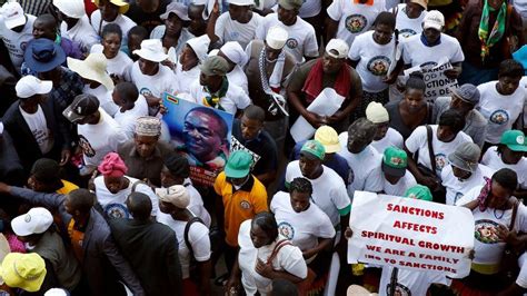 Zimbabweans March Against Eu And Us Sanctions Bbc News