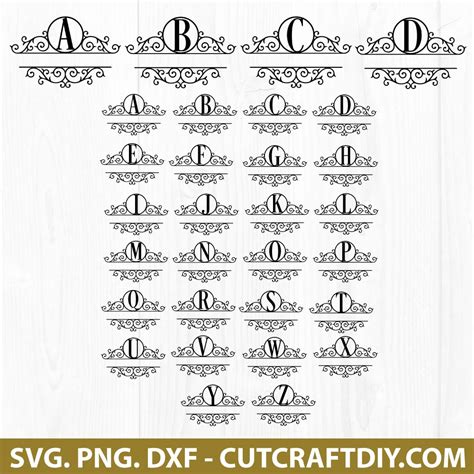 Split Name Svg Flourish Frame Svg Monogram Frame Svg Png