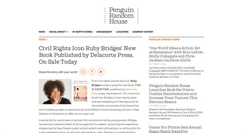 Civil Rights Icon Ruby Bridges New Book Published By Delacorte Press