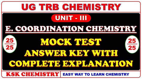 Ug Trb Chemistry Mock Test Mcq With Complete Explanation Coordination