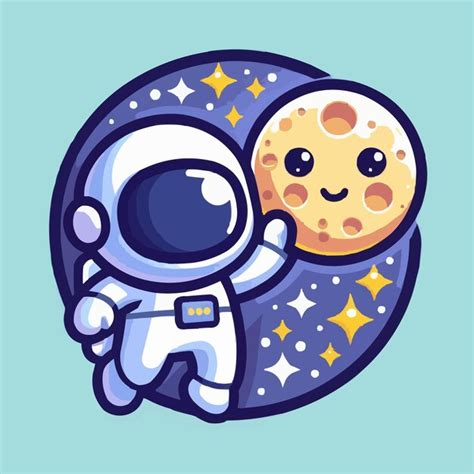 Lindo Astronauta Atrapando La Luna Ilustración Del Icono Vectorial De Dibujos Animados Vector