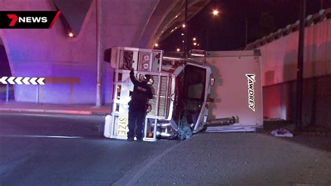 South Rd Wingfield Driver Flees After Rolling Truck On Busy Adelaide