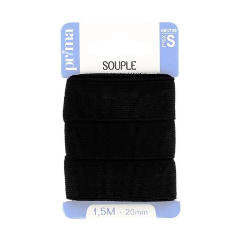 Élastique souple noir 1M50x20MM Prima Mercerie