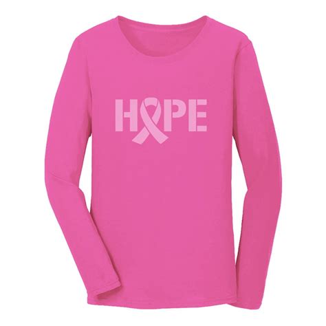 Tstars Hope Breast Cancer Awareness Pink Ribbon Women Long Sleeve T