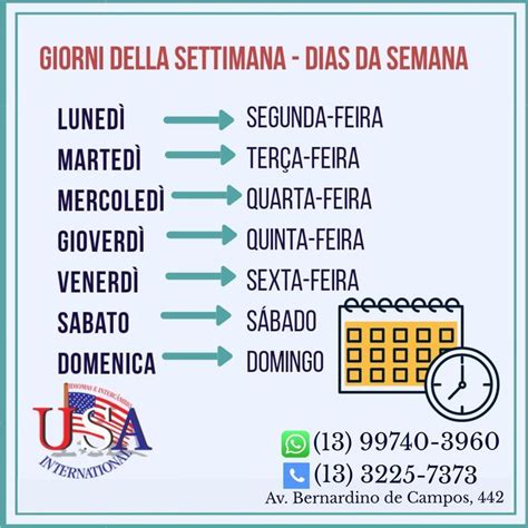 Dias Da Semana Em Italiano Learning Italian Learning Italian