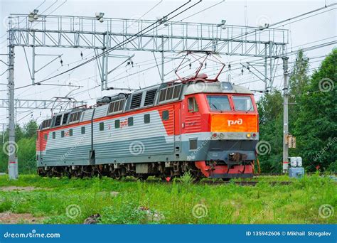 Passenger Electric Locomotive Of The Russian Railways Chs7 On The