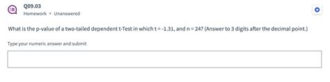 Solved What is the p-value of a two-tailed dependent t-Test | Chegg.com