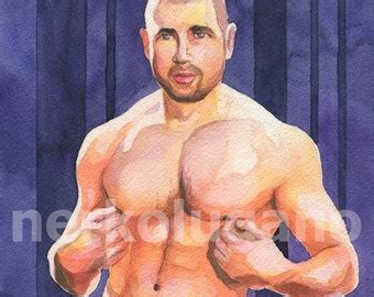 Print Of Original Art Work Watercolor Painting Gay Male Nude Etsy