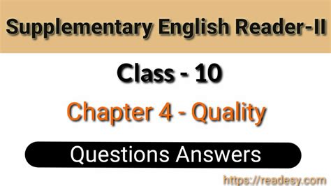 Quality Question Answer Class Supplementary English Reader