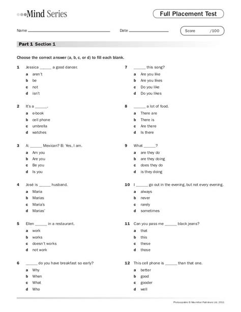 Level 2 English Test Sample