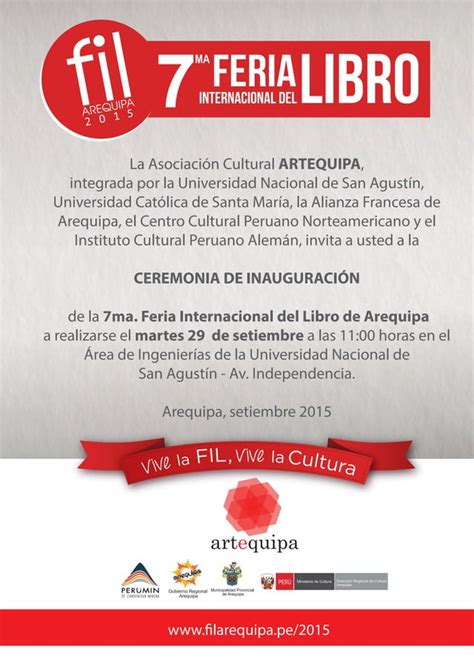 Invitaci N A La Ceremonia De Inauguraci N De La Fil Arequipa Pdf