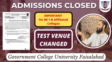 Last Date To Apply In Gcuf For Bs Test Venue Changed St Merit