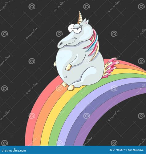 Unicornio Y Arco Iris Cuento Infantil Arte Mágico Plano Ilustración