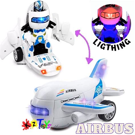 Jual Ready Robot Transformer Airbus 2 In 1 Mainan Pesawat Airbus Lampu