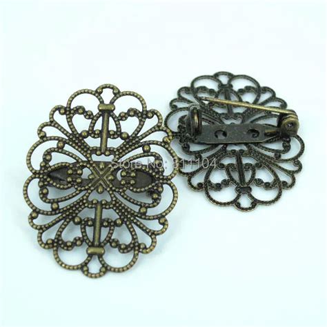 20x30mm Antique Bronze Plated Brass Blank Filigree Flower Caps Back