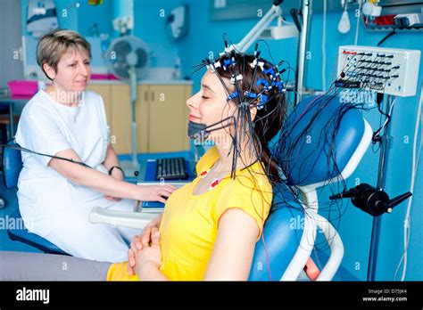 Woman Undergoing Electroencephalogram Eeg Hi Res Stock Photography And