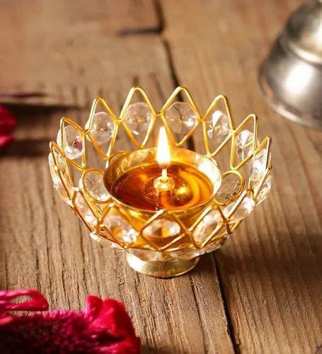 Brass Gold Crystal Akhand Diya Finish Type Polished At Rs Piece