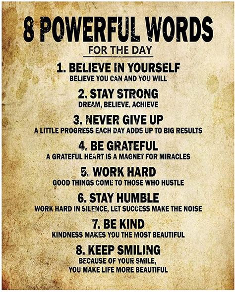 Motivational Quotes 8 Powerful Words For The Day Poster Inspirational