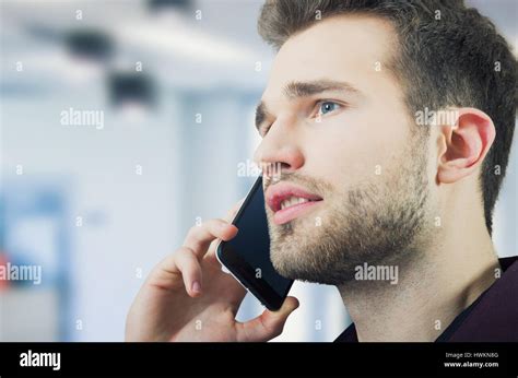 Handsome Man Talking On The Phone Man Talking Call Mobile Calling