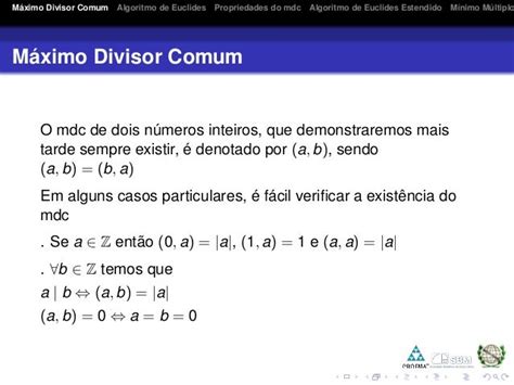 Aritmética Aula 5 Algoritmo De Euclides