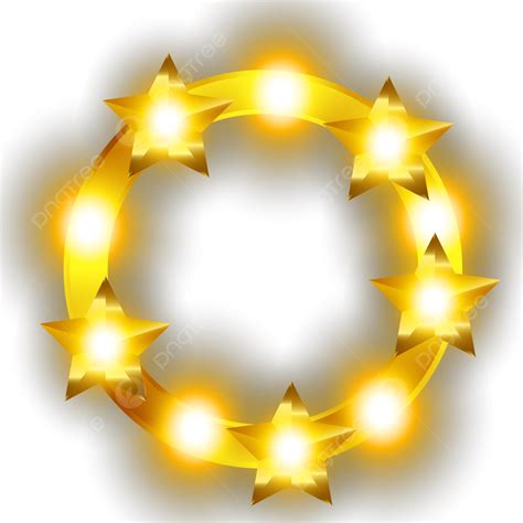 Gold Circle Frame Light Effect With Ring Christmas Star Circle