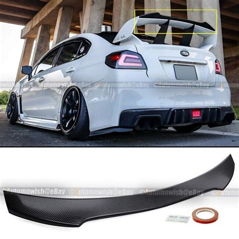 For Wrx Sti Carbon Painted Trunk Add On Gurney Flap Wing Spoiler