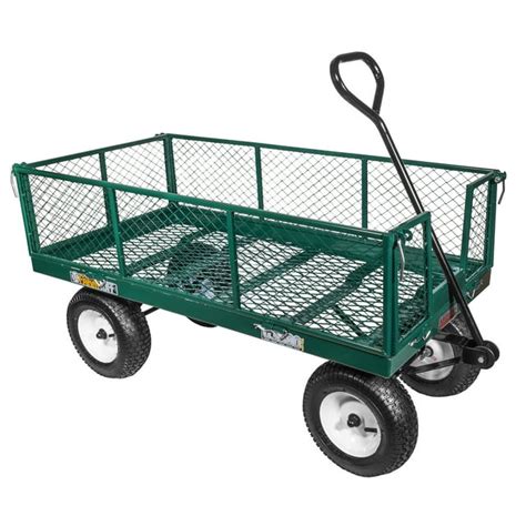 Farm Tuff Durable Metal Deck Garden Wagon Utility Cart With Pneumatic