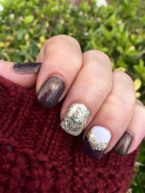 Fall Nails Using Gelish Sweet Chocolategelish All That Glitters Is