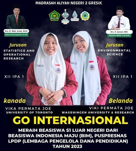 Dua Bersaudara Kembar MAN 2 Gresik Go Internasional Raih Beasiswa S1