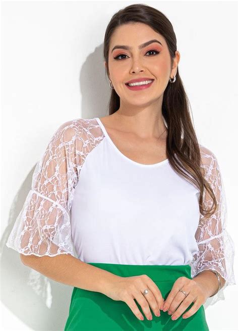 Blusa Branco Em Malha Rosalie