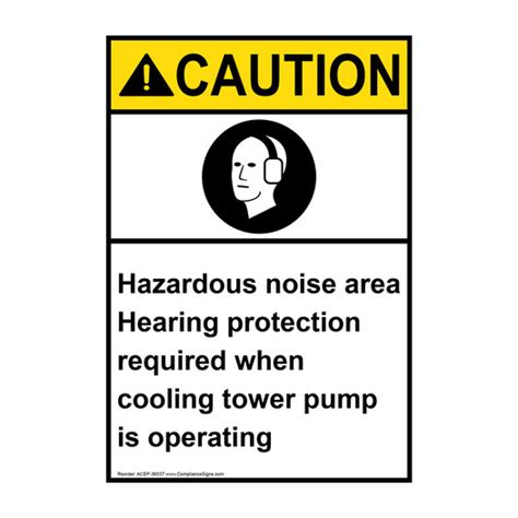 Vertical Hazardous Noise Area Sign Ansi Caution Ppe Hearing