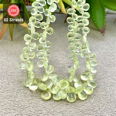 Prehnite Mm Briolette Pear Shape Inch Long Gemstone Beads Total