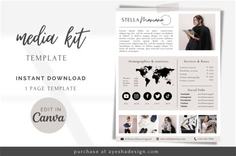 Influencer Media Kit Template Canva Graphic By Studioeburnean