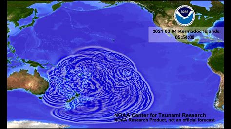 March Kermadec Islands Tsunami Propagation Youtube