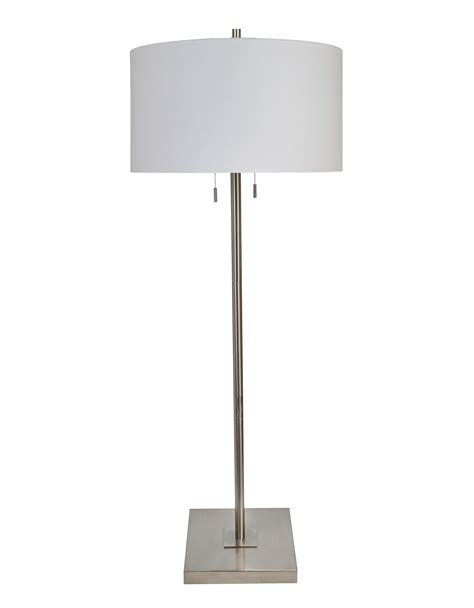 Grandview Gallery 65 Brushed Nickel Finish Slim Floor Lamp And Natural Linen Shade