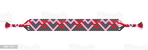 Vector Boho Love Handmade Hippie Friendship Bracelet Of Red Black And