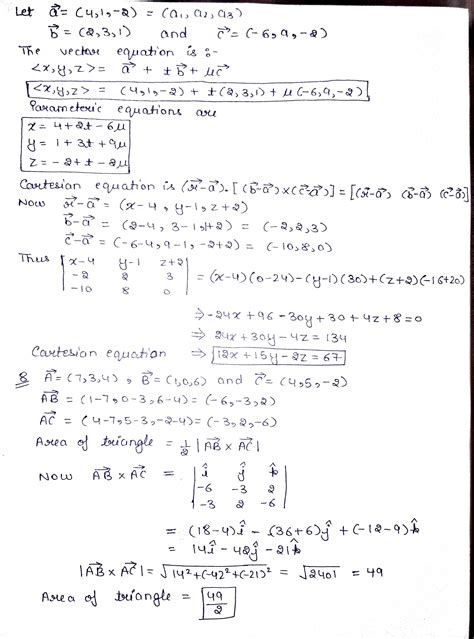 [solved] 7 Determine The Vector Parametric And Cartesian Equations Of Course Hero