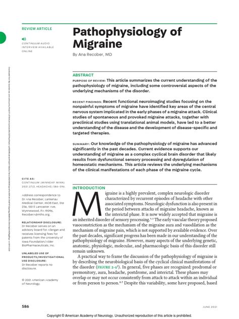 Pathophysiology of Migraine.5 | PDF | Migraine | Headache