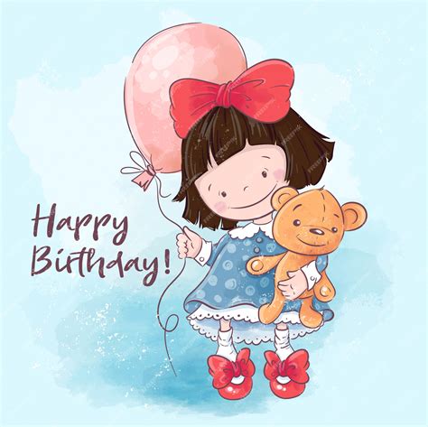 Premium Vector Happy Birthday Greeting Card Illustration Cute