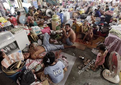 Filipino Typhoon Victims Rest Inside Gymnasium Editorial Stock Photo