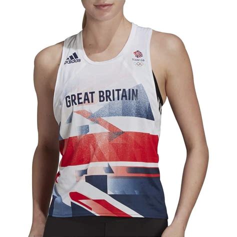 Adidas Team Gb Womens Running Vest Tank Top White