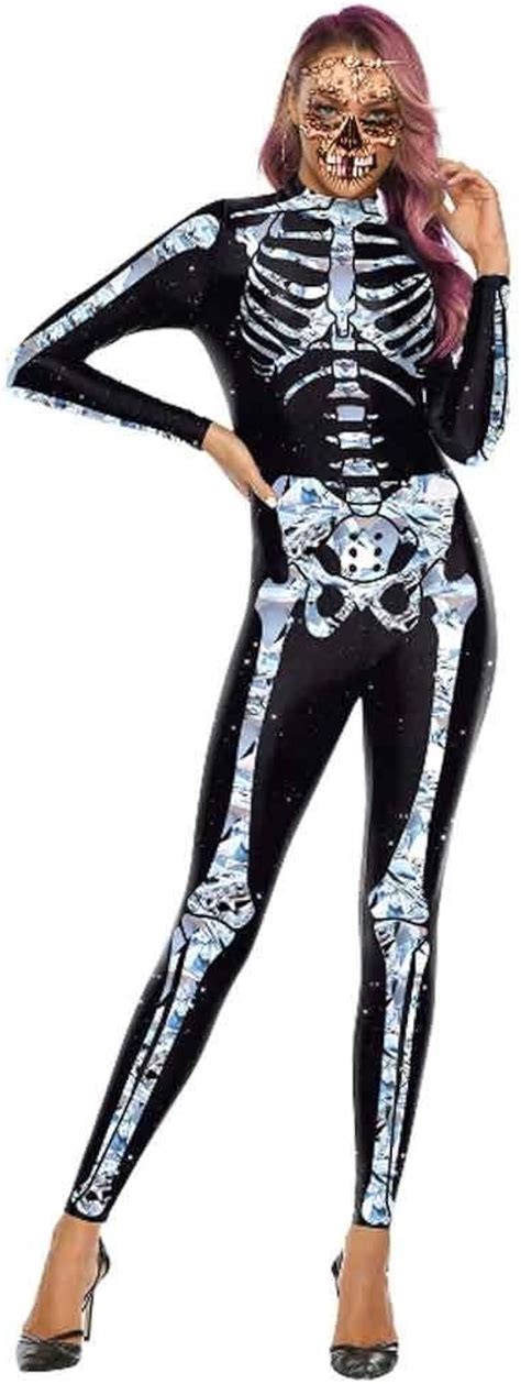 Evening Dress Womens Skeleton Halloween Costume Bodysuit With Back