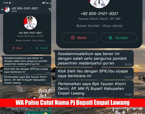 Fauzan Khoiri Denin Nomor Hp Saya Cuma Satu Beredar Wa Palsu Catut