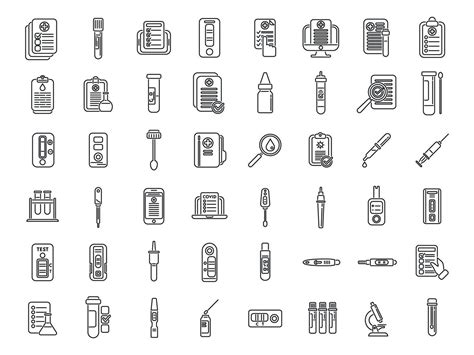 Test Result Icons Set Outline Vector Hiv Test 12322506 Vector Art At Vecteezy