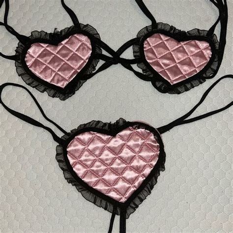 Dreamgirl Intimates Sleepwear Nwot Dream Girlsexy Pink Heart Covers Bra And Thong Lingerie