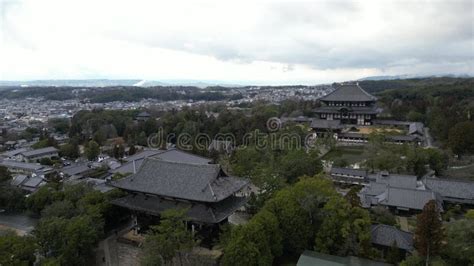 Aerial View Of Nara Park Where You Can See The Temples And Parks Stock